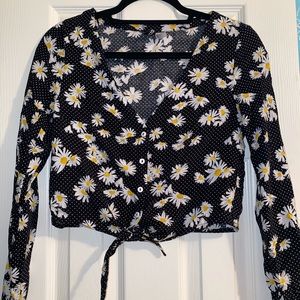 Sunflower Long Sleeve Crop Top